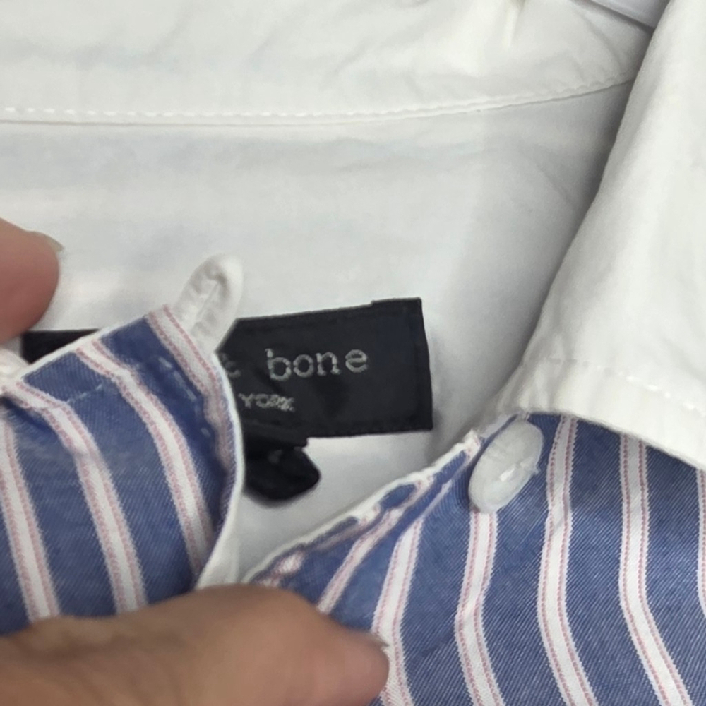 Rag & Bone Amelia Striped Pajama Shirt Blue & White Button-Up Women's Size Small - Picture 7 of 15